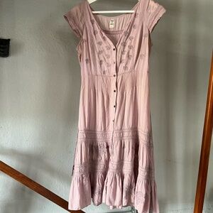 Free People Pink Ruffled Tiered Sundress
